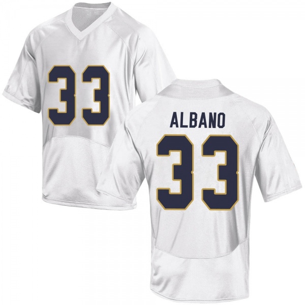 Leo Albano Notre Dame Fighting Irish NCAA Youth #33 White Game College Stitched Football Jersey KQF2155CR